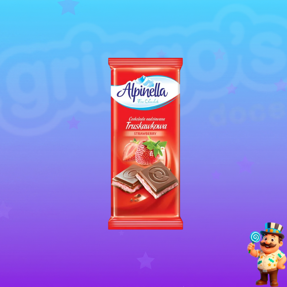 CHOCOLATE ALPINELLA FINE AO LEITE COM MORANGO 100g