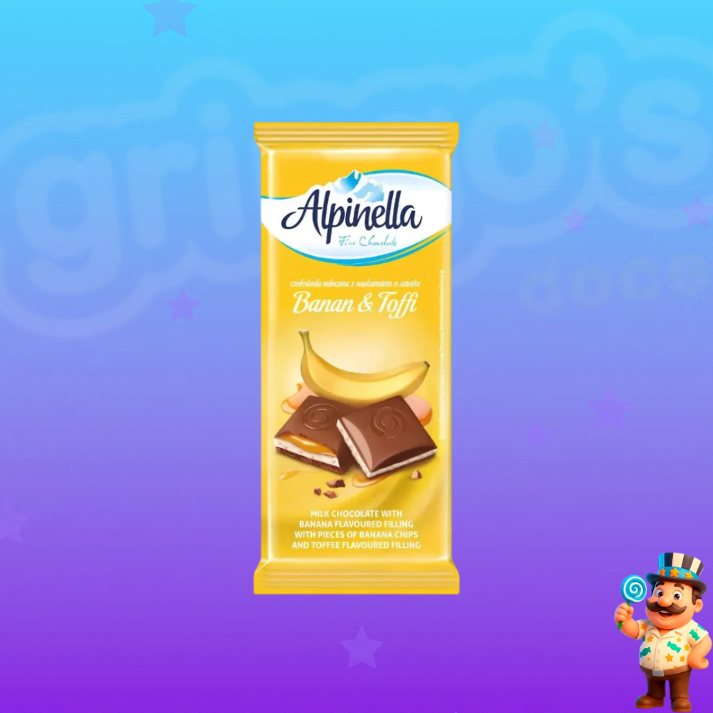 CHOCOLATE ALPINELLA FINE AO LEITE COM BANANA E CARAMELO 100g