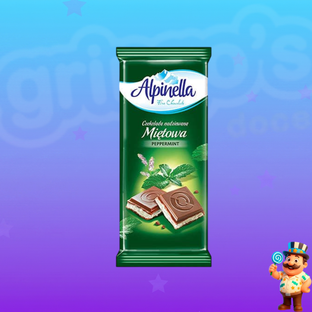 CHOCOLATE ALPINELLA FINE AO LEITE COM MENTA 100g