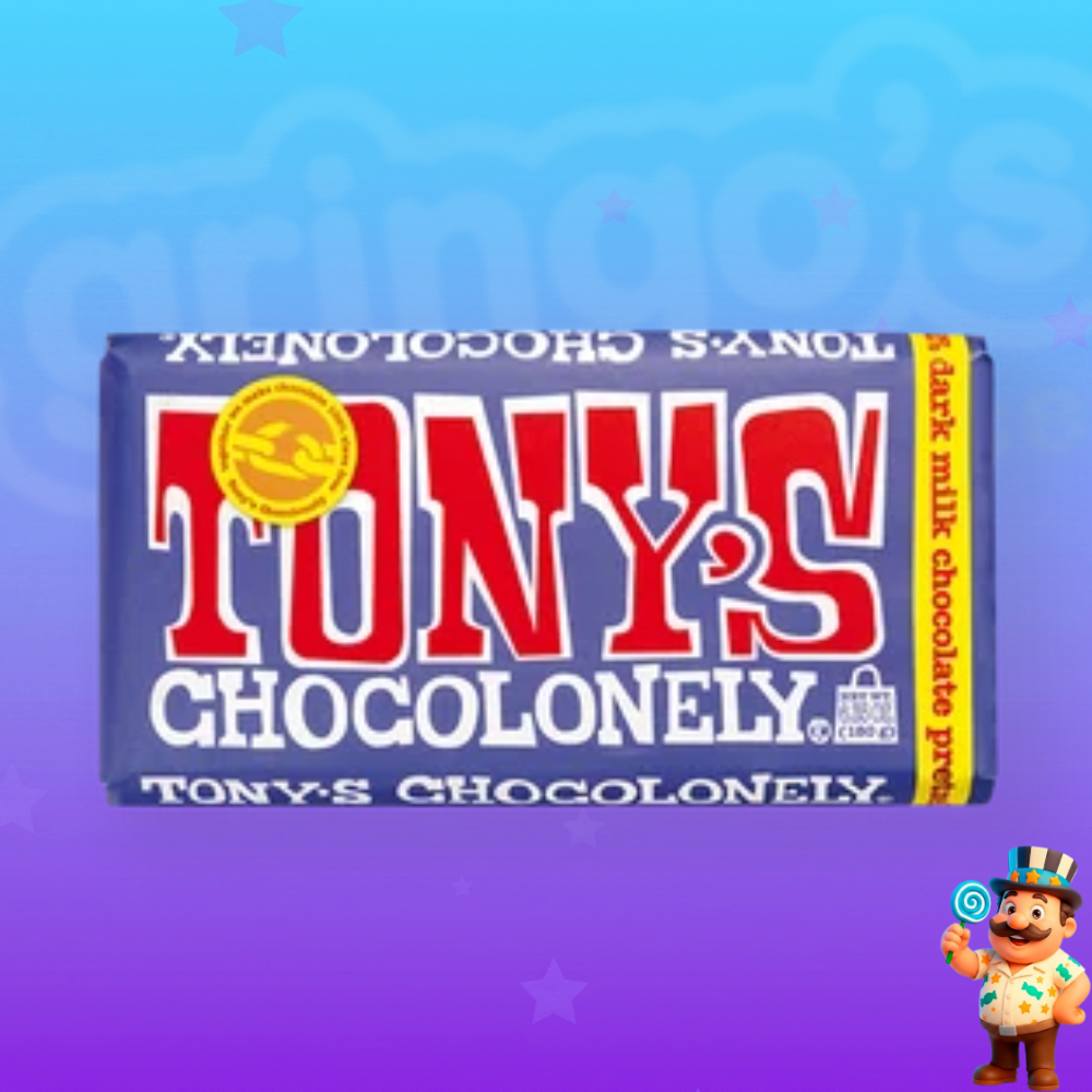 TONY'S CHOCOLONELY CHOCOLATE AO LEITE AMARGO 42% DE CACAU E PRETZER 180g