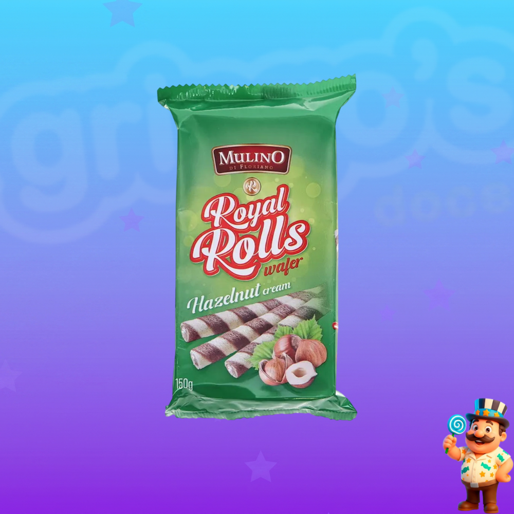WAFFERS MULINO ROYAL ROLLS CREME DE AVELÃ 150g