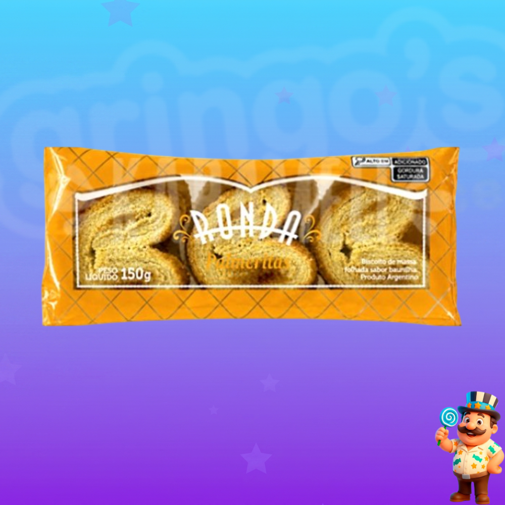 BISCOITO DOCE FOLHADO ARGENTINO RONDA PALMERITAS 150g