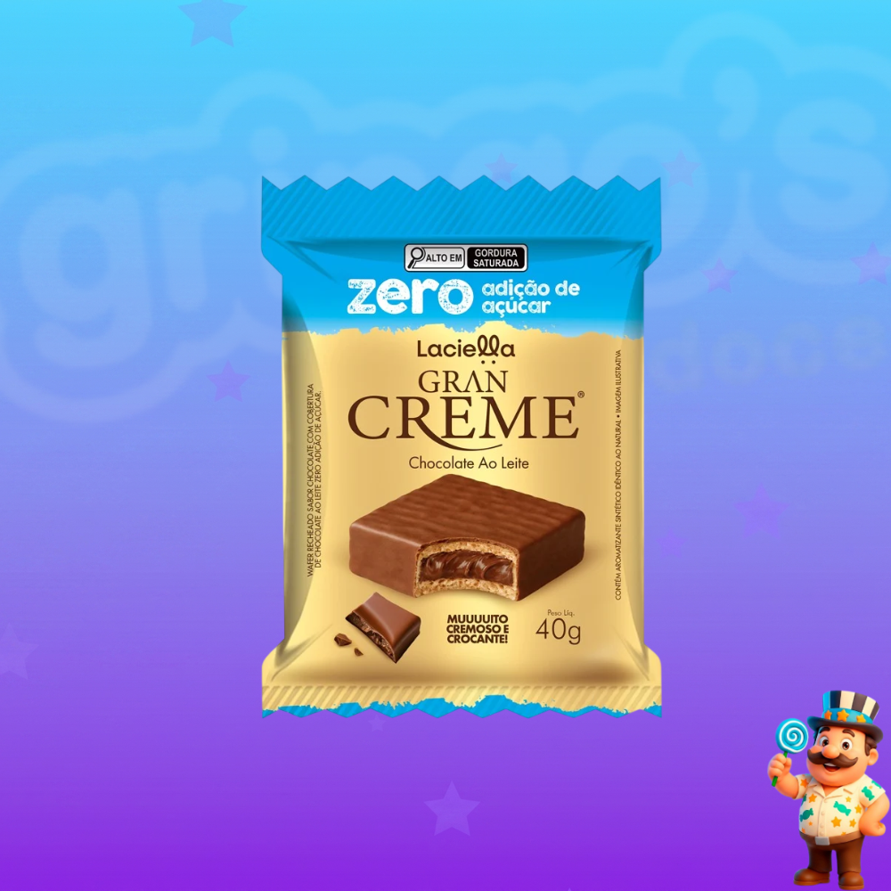 CHOCOLATE LACIELLA GRAN CRÈME ZERO AÇÚCAR CHOCOLATE AO LEITE 40g
