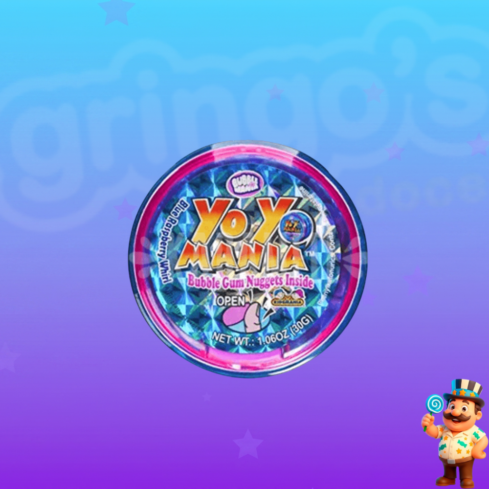 CHICLETE YOYO MANIA BUBBLE GUM NUGGETS FRAMBOESA AZUL 30g