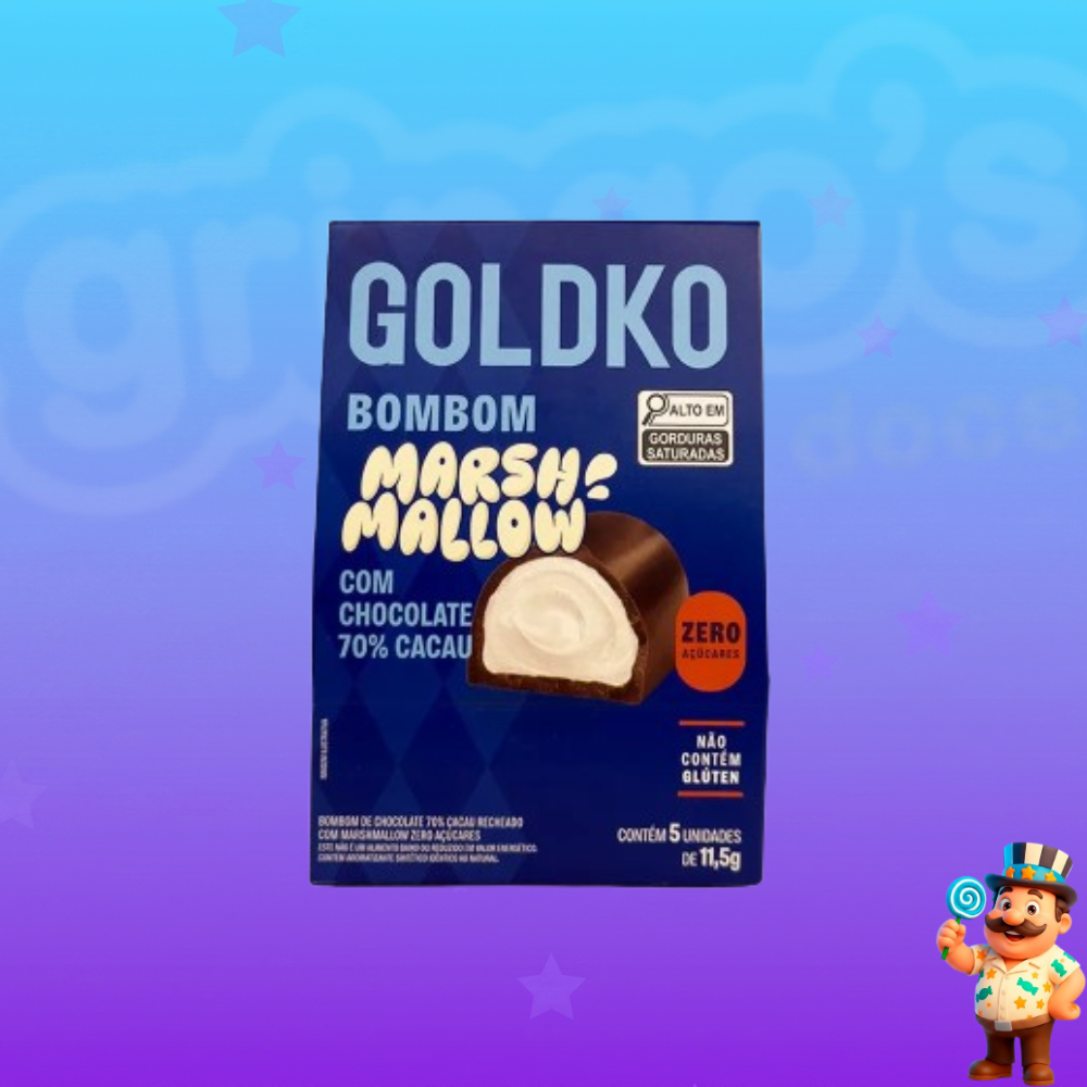 BOMBONS DE CHOCOLATE GOLDKO CACAU 70% RECHEADO COM MARSHMALLOW  57,5G