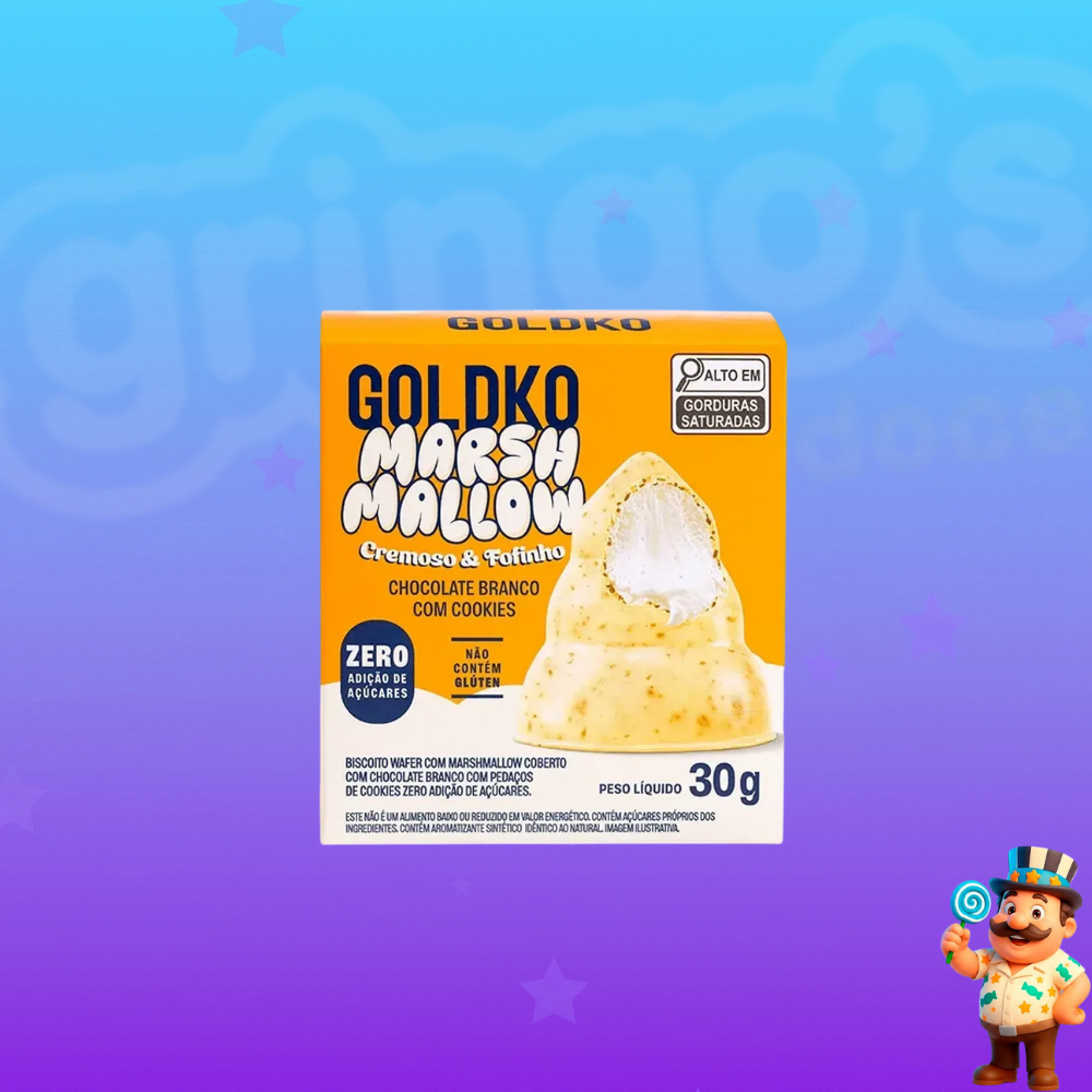 CHCOCOLATE BRANCO GOLDKO MUSA MARSHMALLOW COM COKOKIES ZERO ADIÇÃO DE AÇÚCARES 30G