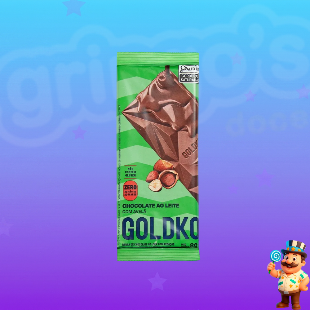 CHOCOLATE GOLDKO AO LEITE ZERO ADIÇÃO DE AÇÚCARES 80G