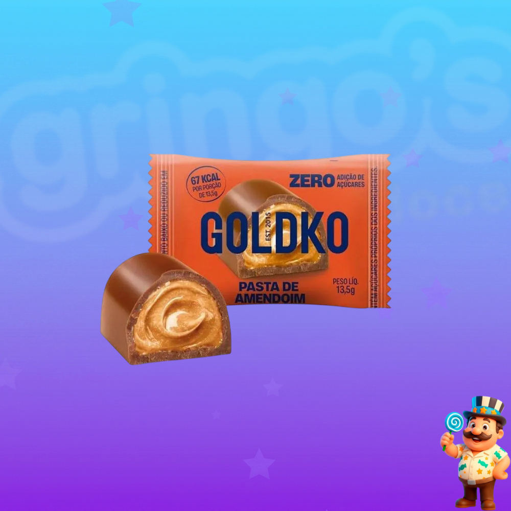 BOMBOM GOLDKO PASTA DE AMENDOIM ZERO ADIÇÃO DE AÇÚCARES 13,5G