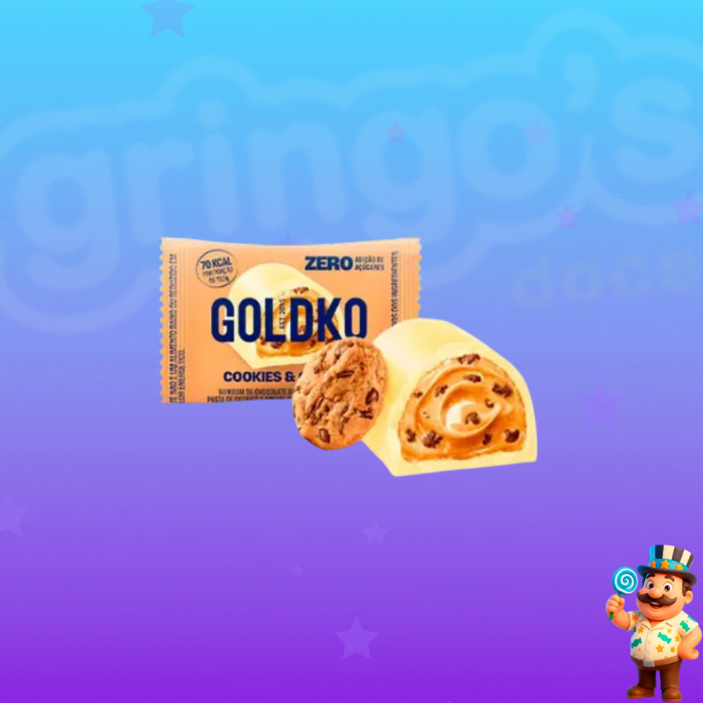 BOMBOM GOLDKO COOKIES & CREAM ZERO ADIÇÃO DE AÇÚCARES 13,5G