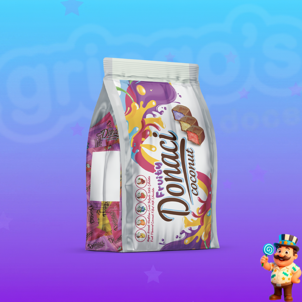 BOMBOM DE CHOCOLATE AO LEITE COM COCO E FRUTAS 250G