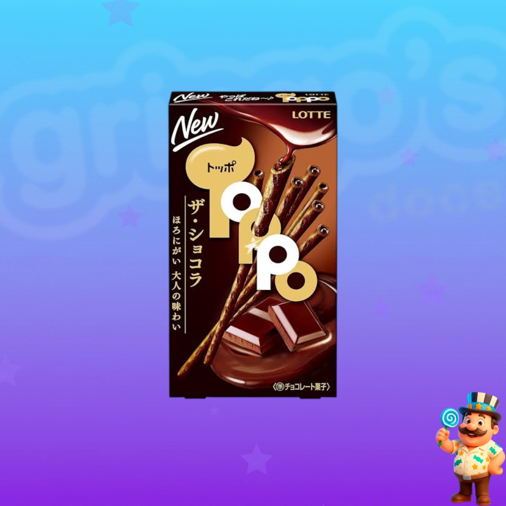 BISCOITO PALITO COM RECHEIO DE CHOCOLATE LOTTE TOPPO 72G