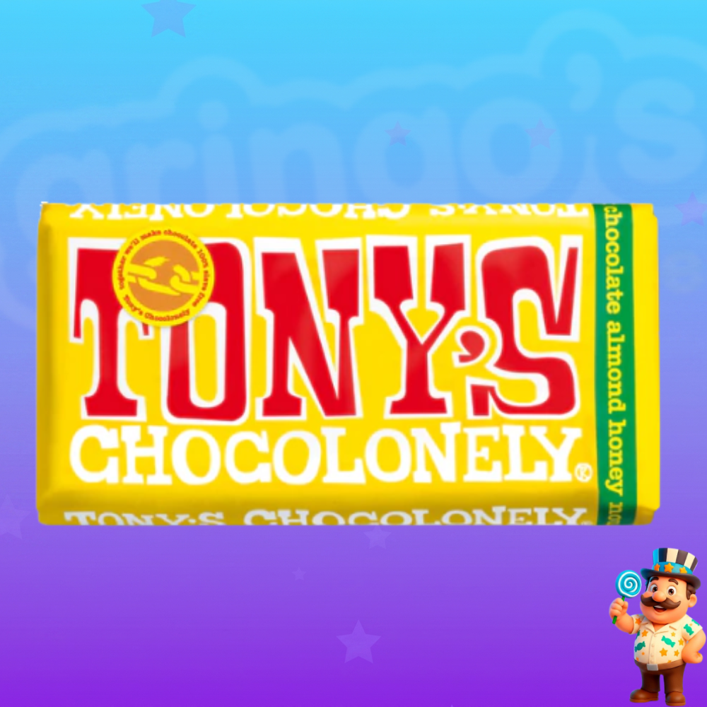 TONY’S CHOCOLONELY CHOCOLATE AO LEITE COM AMÊNDOAS, MEL E NOUGAT 32% 180 g